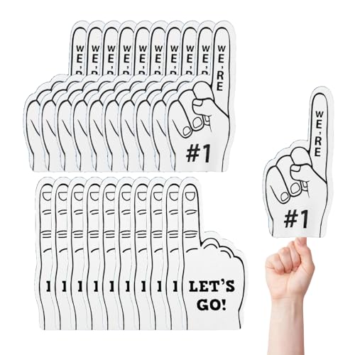 Cansybil 20 Pcs Mini Foam Fingers, We're Number 1 Finger Foam Fingers,Sports Fan Foam Finger,Cheerleader Foam Hands - Designed for all kinds of sports events, games, schools and stadiums (White)