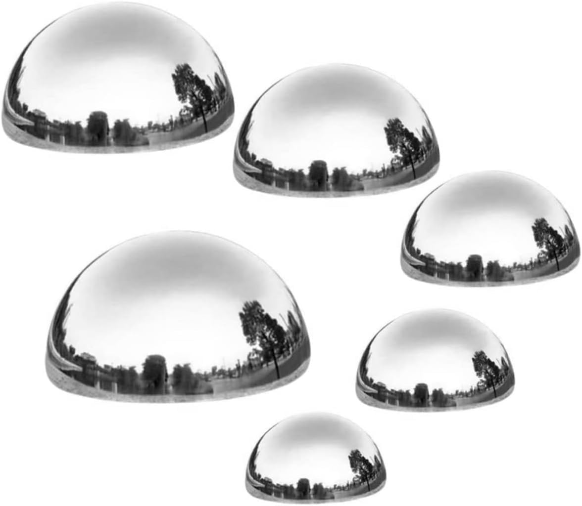 DULAI 6pcs Garden Reflective Ball Gazing Mirror Ball Shiny Sphere Outdoor Mirror Ball Gazing Globe Mirror Ball Garden Decoration Ball Home Field Stainless Steel Hemisphere