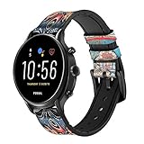 Leder-Silikon-Hybrid Armband ist kompatibel mit Fossil Mens Gen 5E, Sport, Gen 4, Gen 5, Hybrid Smartwatch HR Neutra, HR Collider, FB-01, Womens Gen 5 Smartwatch Julianna HR Größe (22mm)