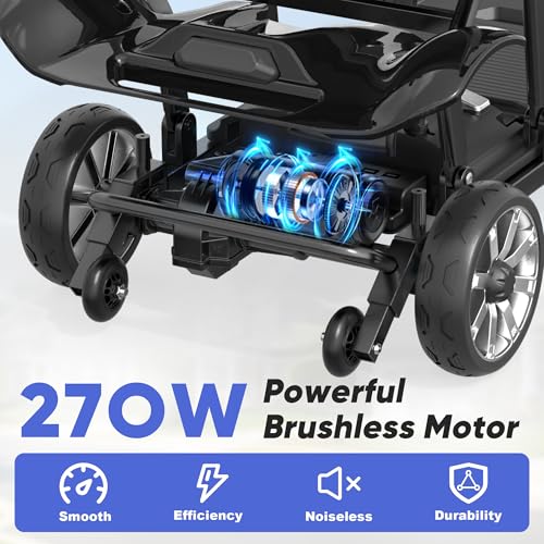 Image of 4 Wheels Mobility Scooters for Seniors,39LBS Light Frame&15 Miles Travel Range&350LBS Capacity&270W Brushless Motor Powered Wheelchair Folding Electric Scooter&Dust Cover&LED Lights&Auto Brake-Black
