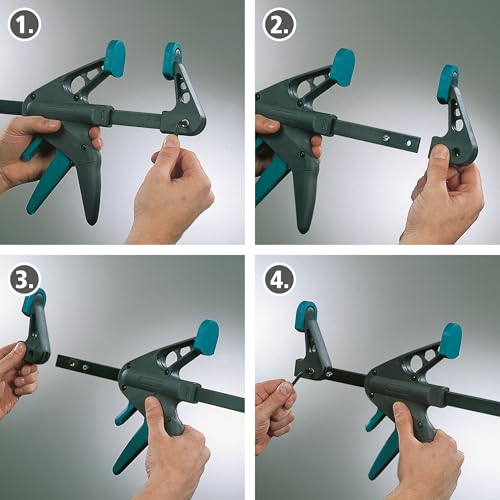 wolfcraft Mini-Einhandzwingen - 3455100 - Zwingen Set zum Fixieren von kleinen Werkstücken - 2 Stück - Anwendung mit nur einer Hand - für Hobby und Bastelprojekte - 30 kg Spannkraft