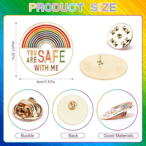 Image of SANNIX 60Pcs You are Safe with Me Pin, Rainbow Enamel Lapel Pins Gay Pride Pin Brooches LGBTQ Supports Badges for Pride Month Clothing Bag Hat Accessories