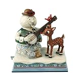 ENESCO Rudolph The Red Nosed Reindeer Rudolph Standing with Sam The Snowman Wind Up Musical Figurine 7-Inch