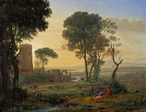 Art mural paysage Claude Lorrain grand poster vintage pour décoration de chambre élégante