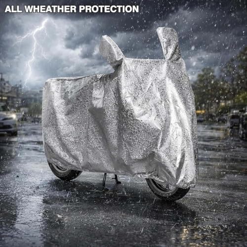 Image of Sulfar Bike Cover for Yamaha Ray ZR 125 Street Rally (Sports Scooter) | Waterproof, Dustproof & UV Protected | All Weather Two Wheeler Cover (Silver) New 2026 Variants