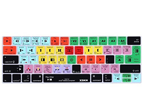 XSKN Avid Media Composer Shortcut Design Keyboard Skin Cover for Touch Bar Models MacBook Pro 13" 15" (Model A1706 / A1707 / A1989 / A1990 ), fit US EU Layout Both