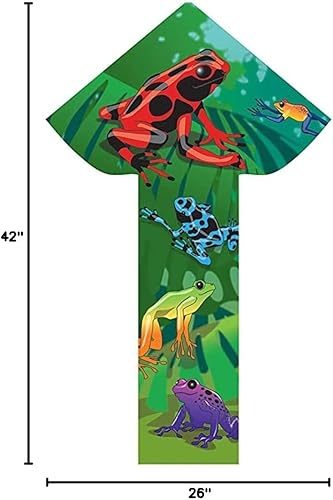 Miniatura 3 de WindNSun Breezyfliers - Cometa de 42 pulgadas, cola, mango, línea incluida (ranas de dardos)