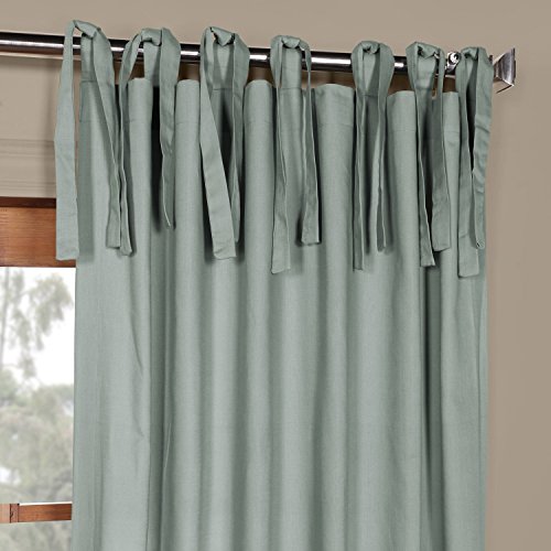 Image of HPD Half Price Drapes Solid Tie Top Cotton Curtains 108 Inches Long (1 Panel) Luxury Light Filtering Curtains for Living Room, Modern Semi Sheer Curtain for Bedroom, 50W X 108L, Jasper Stone