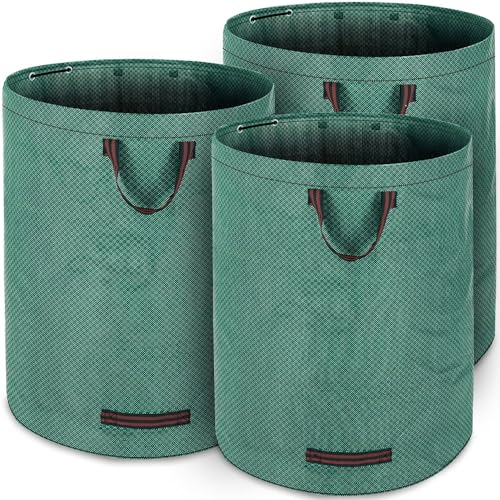 GARDEBRUK® 3x Sacos para Desechos de Jardín 280L hasta 50Kg Reutilizables Lavables con Asas Jardinería