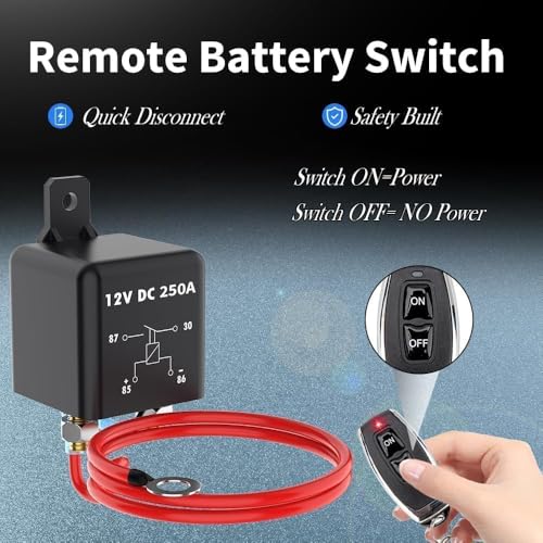 Side Post Remote Battery Disconnect Switch 250A DC 12V Negative for Car Truck Vehicle etc Anti-Theft - Thumbnail 2