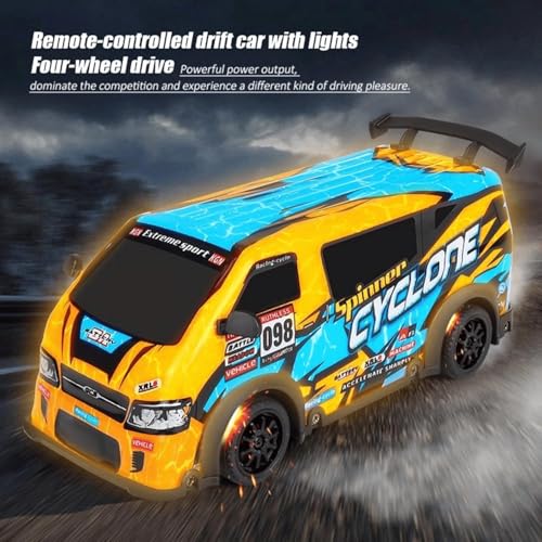 Image of RC Drift Car 1:24 Scale - High-Speed 25KM /H 4WD Remote Control Car with LED Lights, JDM Style Drifting Fun & USB Rechargeable Battery for Boys, Ideal Indoor Racing Gift