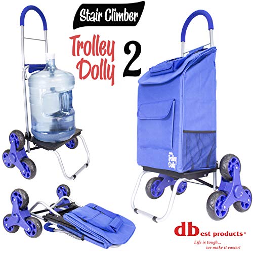 dbest products Stair Climber Trolley Dolly 2, Blue Shopping Grocery Foldable Cart Condo