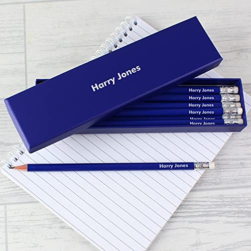 Custom Personalised Name only Blue Pencils including Personalised Presentation box