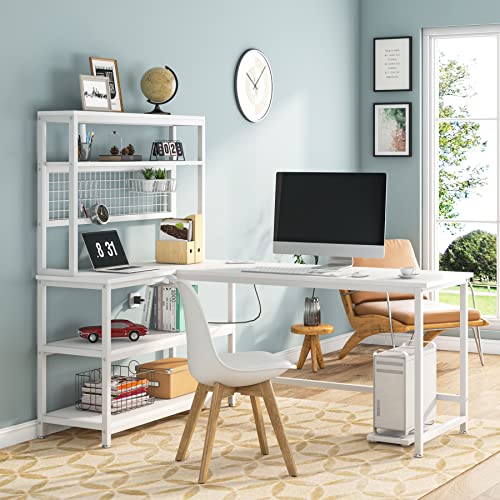Tribesigns 67" Large Computer Desk With Wireless Charging 9 Storage Shelves, Office Desk Study Table Writing Desk Workstation With Hutch Bookshelf For Home Office (All White) #TOP5