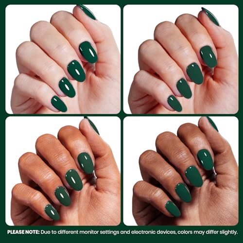 Image of Beetles Dark Green Gel Polish - Rainforest Green Color Gel Nail Polish, 1PC 15ML Full Size Hame Free Colorful Bottle Soak Off UV Fall Nails Art Manicure