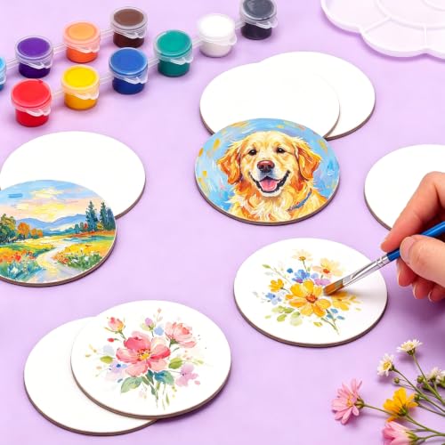 ESRICH 24Pack 3x3IN Round Mini Canvas Magnets, Small Magnetic Paint Canvas by ESRICH - Used condition - Image 3