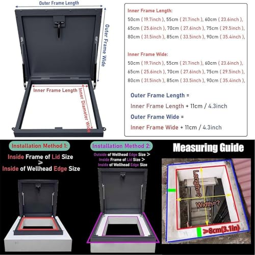 Escotilla de techo con tapa metálica de 850x850 mm resistente a la corrosión e impermeable 7