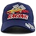 Trendy Apparel Shop Racing 3D Embroidered Flame Car Race Flag Baseball Cap - Navy