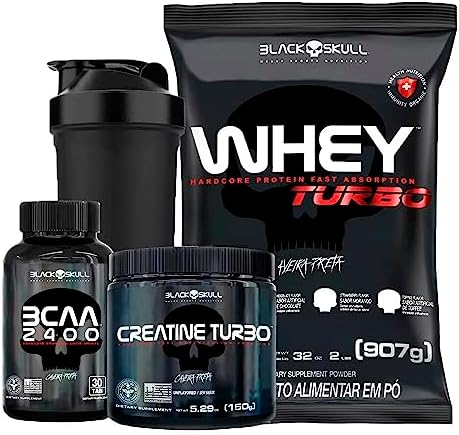 Combo Whey Protein Turbo + Bcaa + Creatina - Black Skull (Chocola...