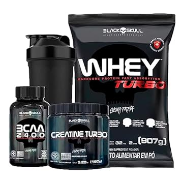 Combo Whey Protein Turbo + Bcaa + Creatina - Black Skull (Chocolate)