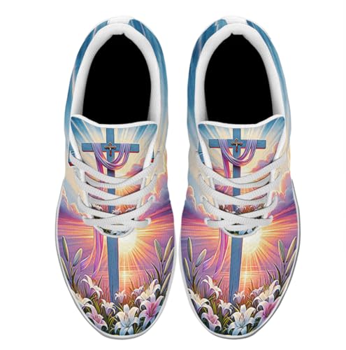 Sonzj-II God Jesus Christian Easter Running Shoes for Men Women, Comfortable Lightweight Tennis Shoes Mesh Walking Sneaker