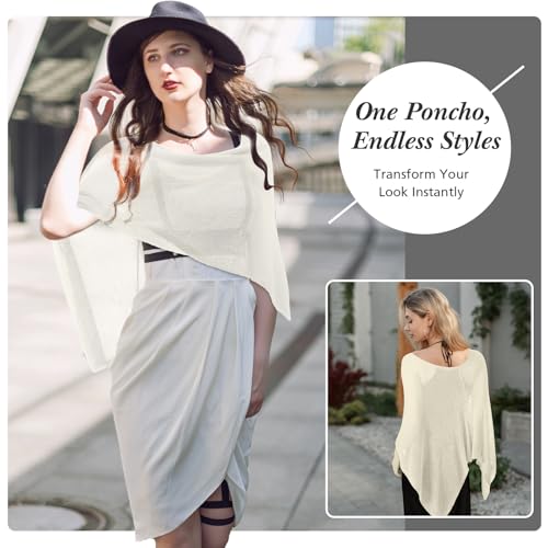 Image of Women Sheer Poncho Shrug Summer Sheer Blouse Top Lightweight Poncho Bolero for Evening Dress