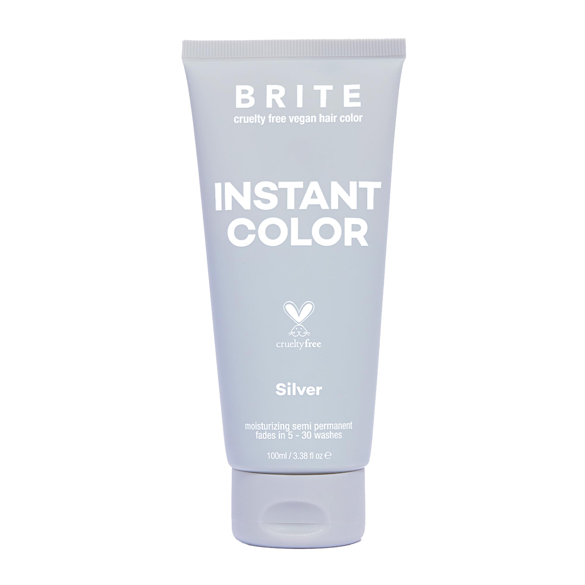 BRITE Silver Instant Colour Semi-Permanent, Moisturizing Formula, Ammonia Free, Paraben Free, Cruelty Free, 3.38 floz