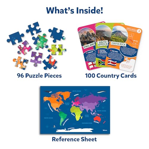 Skillmatics World Map Puzzle - 96 Piece Jigsaw Puzzle, Educational Toy, Geography for Kids, 400+ Facts, Gifts for Boys & Girls Ages 6 to 12