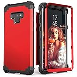 IDweel for Galaxy Note 9 Case, 3 in 1 Shockproof Slim Hybrid Heavy Duty Protection Hard PC Cover Soft Silicone Rugged Bumper Full Body Cover for Galaxy Note 9, Red