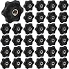 Zhengmy 30 Pcs Female Threaded Knob Black Plastic Head Thru Star Nuts Clamping(6 Star,1/4-20)