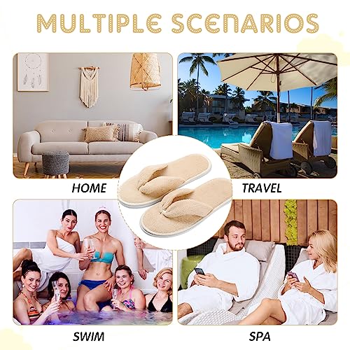 Image of Unittype 10 Pairs Spa Slippers Flip Flops Thong Sandal Slippers Soft Coral Fleece for House Guest Hotel