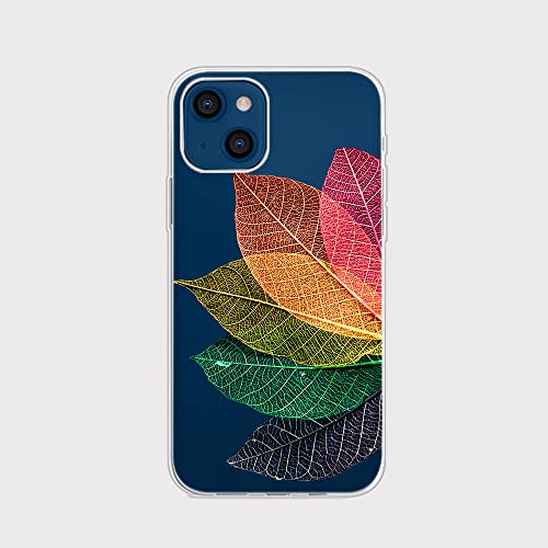 Coque iPhone 13 anti-rayures évitez les bris d'écran avec cette coque TPU feuilles transparentes