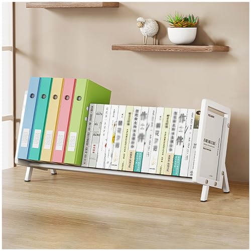 NUODWELL Estantería para niños, organizador de libros con marco de metal, estantería de escritorio para niños, estante de almacenamiento para el hogar, dormitorio, escuela (blanco, 40 cm de largo,