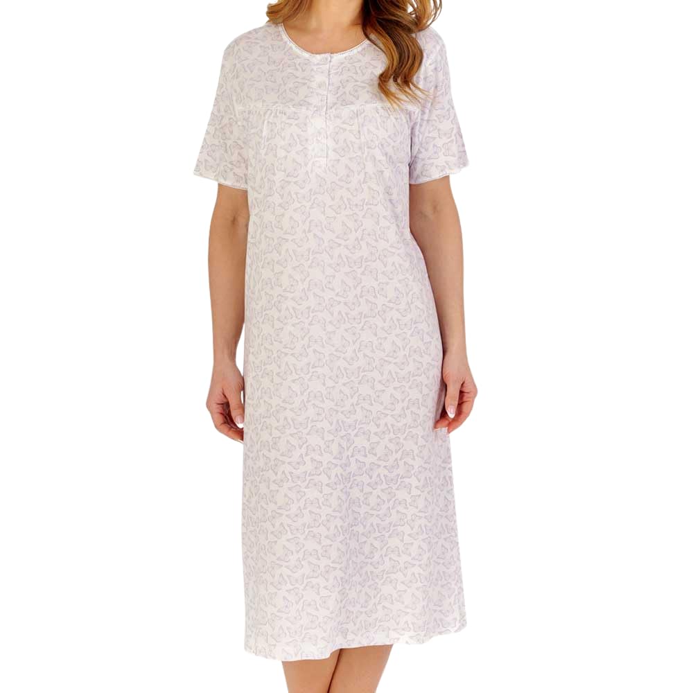 Slenderella Bamboo Butterfly Short Sleeve 42 Inch Nightdress (20/22, lilac)