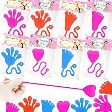 Leetous Easter Gifts Cards for Kids Classroom, 28-Pack Sticky Hands Feet Hearts Toys with Class Exchange Cards, Easter Non Candy Treats Goodies Prizes School Party Favors for Toddlers Boys Girls