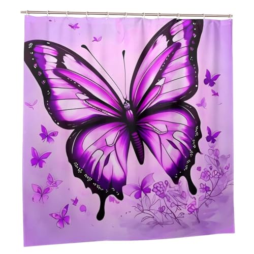 Rideau de douche imperméable et lavable motif papillon résistant