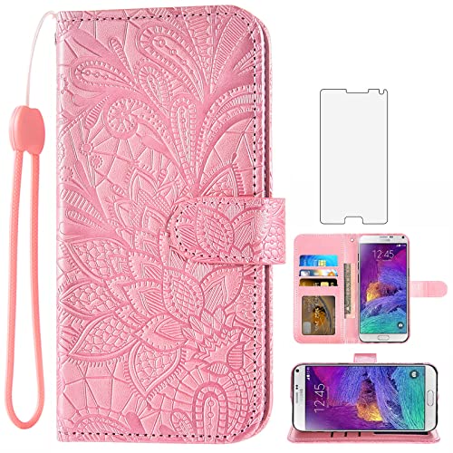 Asuwish Compatible with Samsung Galaxy Note 4 Case and Tempered Glass Screen Protector Card Holder Kickstand Flip Lace Wallet Phone Cases for Glaxay Note4 Gaxaly N910A Not Notes Four Women Rose Gold Asuwish Compatible with Samsung Galaxy Note 4 Case and Tempered Glass Screen Protector Card Holder Kickstand Flip Lace Wallet Phone Cases for Glaxay Note4 Gaxaly N910A Not Notes Four Women Rose Gold