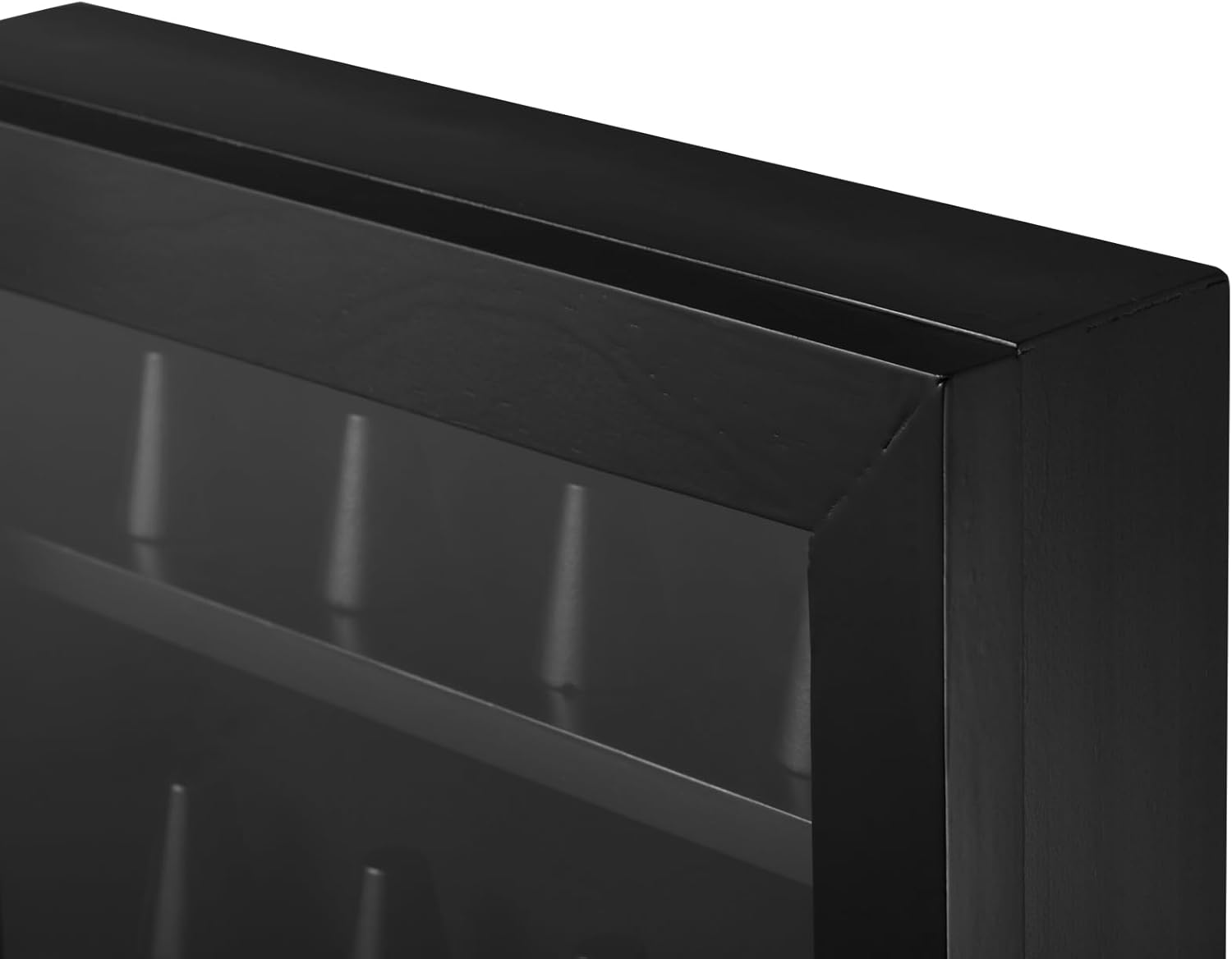 Solid Wood Championship Ring Display Case, 20 Cones Baseball Ring Display Case, Large Wall Mount Wooden Shadow Box with Locks to Show Award,Sport, Class, Fraternity, and Various Rings (Black)