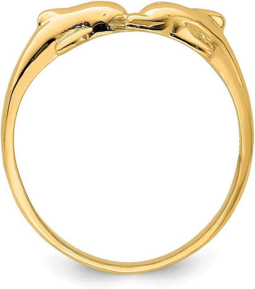 JewelryWeb 14k Yellow Gold Solid Polished Dolphin Kissing Dolphin Ring Size 6.50 Ring for Women - Image 3