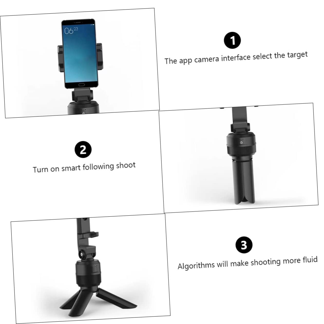 POPETPOP Soporte Móvil Inteligente con Facial para Teléfonos Tripode Rotatorio para Grabación y Live Streaming Compatible con Smartphones y Portátil para y Visualización de Videos
