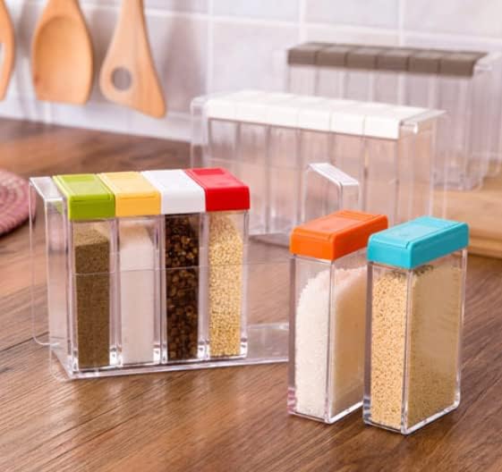 6 Case Spice Shaker Jars, Colorful Salt Spices Condiment Container Case Seasoning Shaker Box Condiment Set, Transparent Condiment Jar Storage Container Storage Bottle Box Set