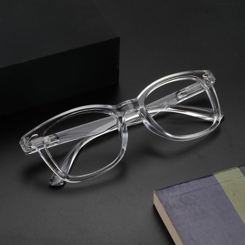 Image of VisionGlobal Blue Light Blocking Glasses for Women /Men,Computer Reading, TV Glasses, Stylish Square Frame(Clear,+2.75 Magnification)