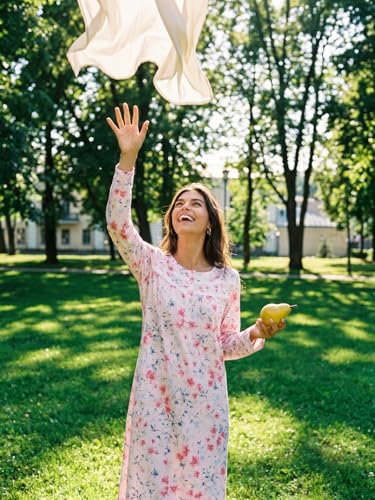 Image of IZZY + TOBY Nightgowns for Women Long Sleeve Soft Cotton Long Warm Nightdress Kintted Night Gown