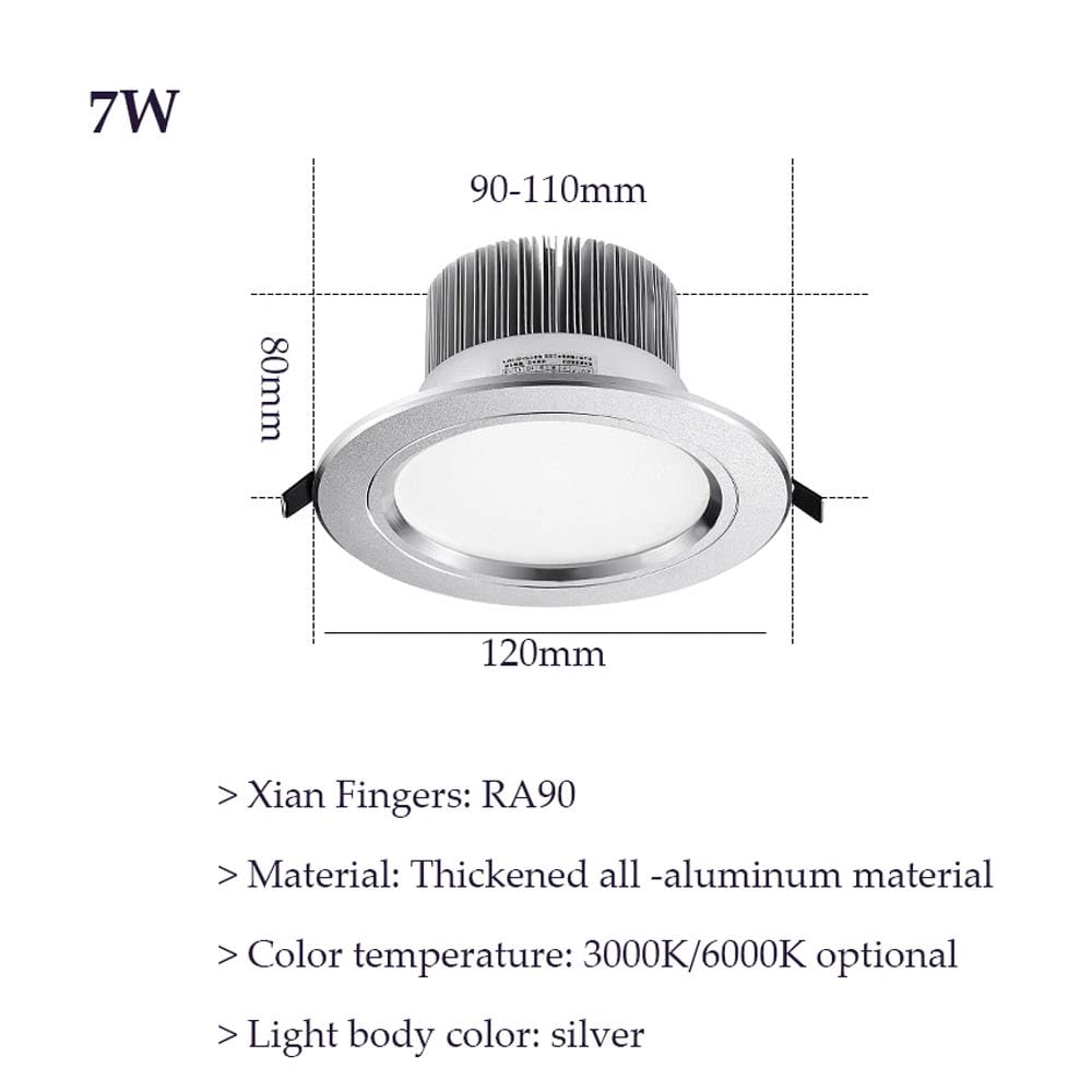 Paquete de 2 Luces LED Empotrables Redondas Plateadas para Techo con Embellecedor de Aluminio Iluminación LED Empotrable para Pasillo Y Dormitorio