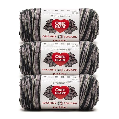 Image of Red Heart Granny Square Petite Yarn for Crocheting, Darkside, 3-Pack
