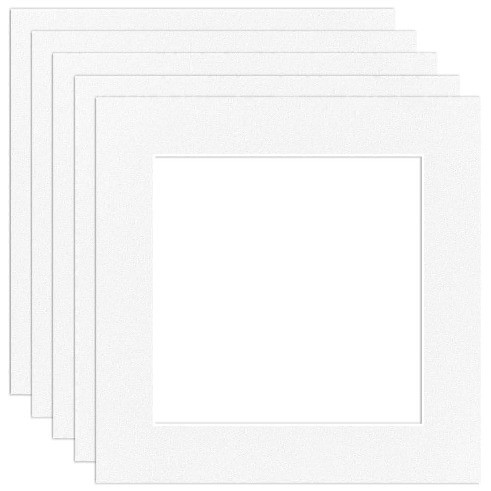 Procut Global 5x5" White Picture Mounts Board to Fit 3.5x3.5" Aperture Size - Photo Mount Card Ideal for Prints, Artwork, Crafts & Certificates - Sizes & Colors Available - Pack of 5