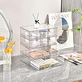 Stebopum 3Pack Stackable Plastic Storage Drawers Clear Drawer Organiser Acrylic Makeup Organiser,Ideal for Bathroom Storage Box,Vanity, Kitchen Organisation,Cabinet,Pantry - Image 2