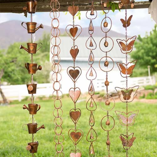 Afeboo Rain Chain Butterfly Heart Metal Rain Chain Garden Artifact (D) #TOP1