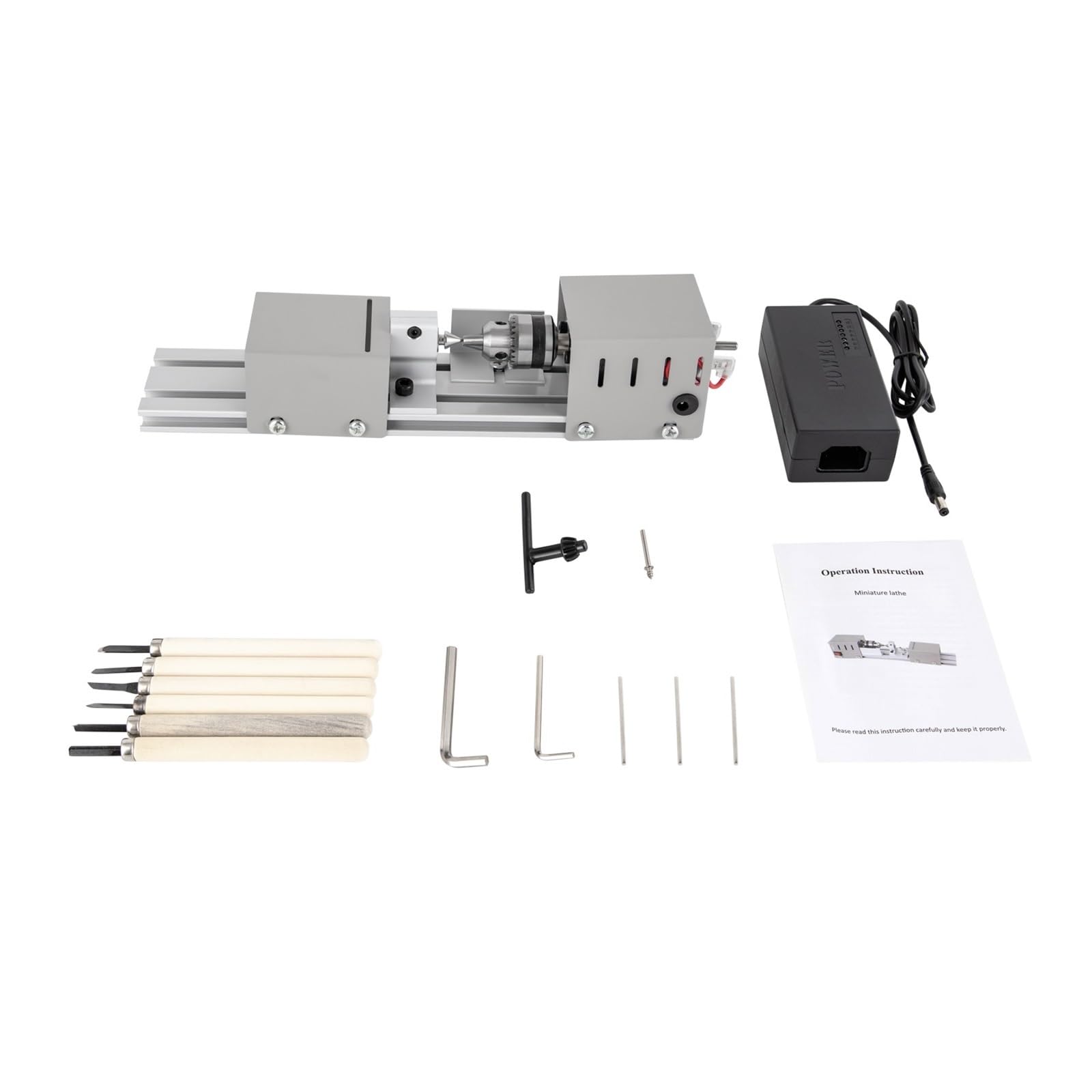Torno De Precisión 100 W, Mini Banco Trabajo, Destornillador For Carpintería, Herramienta Pulido Rotativa, 6 Cuchillas Corte For Torneado Pequeño y portátil