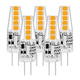 I-SHUNFA LED G4 Lampen 12V AC/DC,LED Birnen Warmweiß 3000K 160LM,1.3W Ersetzt 20W Halogenlampen,Kein Flackern,Nicht Dimmbar,360°Lichtwinkel,für Wohnzimmer,Küche,Schlafzimmer,5er Pack